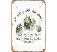 À chaque promenade dans la nature, on reçoit bien plus que ce que l'on cherche. Citation inspirante de John Muir sur la vie. Plaque en métal humoristique pour bar, cuisine, ferme, chambre, maison, ja