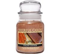 A Cheerful Giver - Cuir italien - Bougie parfumée en pot de 680,4 g - Bougie joyeuse - 135 heures de combustion, bougies cadeaux pour femme