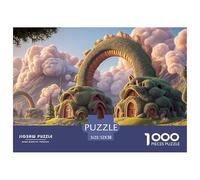 A Chinese Dragon in The Lake 1000 Piece Papier Premium Puzzle Whimsical Cloud Village Méditatif Jigsaw Jouet Éducatif pour Enfants 52x38cm/1000pcs