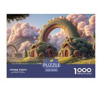 A Chinese Dragon in The Lake 1000 Piece Papier Premium Puzzle Whimsical Cloud Village Stimulant Jigsaw Déco Maison pour Adultes 70x50cm/1000pcs