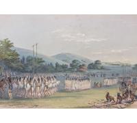 A Choctaw Ball Play Dance. From Catlin's North American Indian Portfolio publié à Londres 1844 par l'artiste aventurier américain George Catlin 1796-1872. Lors de nombreux voyages, Catlin a enregistré