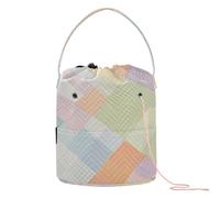 A Closeup of The Vichy Pattern Storage Bags Portable Knitting Needle Organizer for Art Supply Bolsas para hilos de Crochet