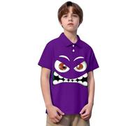 à col avec Boutons pour garçons Tee-Shirt Manches Courtes été décontracté Style Gentleman pour Enfants et Adolescents (Purple, 7-8 Years)