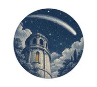 A Comet Above An Imaginary Renaissance Observatory Metal Tin Sign Plaque | Wall Decor for Cafe, Club Bar, Office, Home Garden Metal Poster