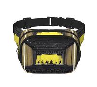 A Concert Night Square Sac Banane Double Couche Sangle Réglable pour Activités de Plein Air Noir Taille Unique, Noir , Taille unique