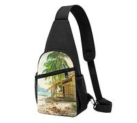 A Cottage by The Sea Sac de poitrine tactique imprimé Sac de poitrine Sac de course Sac banane Sac de poitrine Cyclisme Noir Taille unique, multicolore, Taille unique, Sacs à dos Sling