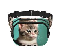 A Curious Cat Sac banane carré double couche - Sac banane unisexe partout pour la course, les voyages, la randonnée, le fitness, noir, taille unique, Noir/blanc, One Size