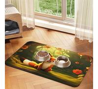 A Cute Little Fox Tapis de nourriture pour animaux de compagnie 43,7 x 30 cm absorbant antidérapant en cuir synthétique avec fond en caoutchouc à séchage rapide