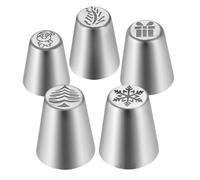 à Décoration 5 Pièces | Ensemble De Douilles Russes De Noël Pour Décoration De Gâteaux,Outils Et Accessoires De Pâtisserie Pour, Glaçage, Cupcakes Et