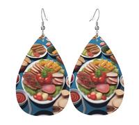 A Delicious Feast Boucles d'oreilles en cuir pour femme - Boucles d'oreilles pendantes en forme de larme, parfaites pour les fêtes et les accessoires de costume, taille unique, cuir, sans pierre