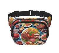 a Delicious Feast Sac banane carré double couche avec sangle réglable pour activités de plein air, noir, taille unique, Noir , Taille unique