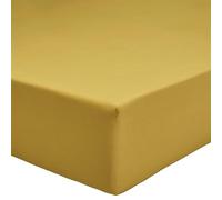 A Demain - Drap Housse uni en Percale de Coton Bio, Bonnet de 35cm, Les Essentiels - 140 x 200 cm - Jaune Ocre - 80 Fils/cm² - Percale de Coton Bio - Bonnet 35 cm - Entretien Facile