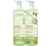 A-Derma Exomega Control Gel Lavant 2-En-1 2x500ml Duo 2ème À -50%