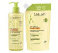 A-Derma Exomega Control Huile lavante émolliente anti-grattage 500ml + éco-recharge 500ml