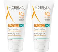 A-Derma Protect AC Fluide matifiant SPF 50+ Crème Protection Solaire 2x40 ml