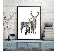A Design Direct Silhouette Vintage Nordique de tête de cerf Affiches Noir Blanc Animaux Art Prints Tableau Mural Toile Peinture Décoration d'intérieur sans Cadre (XL(50X70CM) Pas de Cadre, E)