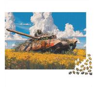 A Destroyed Russian T-80U Char d'assaut Puzzle 1000 Pièces pour Adultes Char d'assaut Jeu Éducatif Cadeau pour Les Amants Ou Les Amis Jouets Défi Qualité Premium Cadeau Unique 1000pcs (75x50cm)
