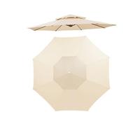 À Deux Étages Toile De Rechange 2.7/3m 8 Baleines Toile De Parasol Rond Protection UV Idéale Pour La Piscine Et Le Jardin(White,3m/8ribs)
