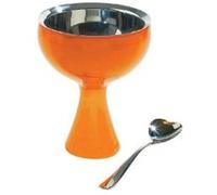 Alessi Big Love AMMI01S O - Set Composé de Une Coupe à Glace en Acier Inoxydable 18/10 et Résine Thermoplastique et Une Cuillère à Glace en Acier Inoxydable 18/10 Brillant, Orange