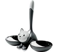 A di Alessi - AMMI09 G - Tigrito - Gamelle pour Chat en Résine Thermoplastique - Gris et Acier Inoxydable 18/10