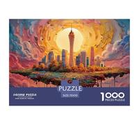 A Digital Art Piece of The City 1000 Pcs Carton Extra-épais Lot de Puzzles Colorful Moonlit Stimulant Et Éducatif Défi Unique Puzzles As Birthday Gifts 70x50cm/1000pcs