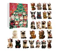 à d'ornement de Noël - Matériau acrylique, jouet plat sur le thème du chat de 24 jours, à d'ornement de Noël, calendriers de à porte-clés | Ornement de Noë
