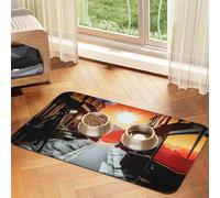 A Dreamlike Town Tapis d'alimentation pour chien et chat - En cuir absorbant - Imperméable - Ne tache pas - Séchage rapide - Antidérapant - 60 x 40 cm