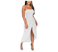 A Dress Chemise sans bretelles Robe décontractée Robe Tunique Femme T ample d'été sans manches Robe Aline d'été pour femme, blanc, L
