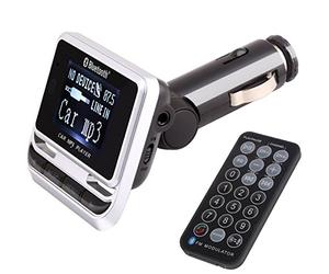 A-E02D Transmetteur FM de voiture avec lecteur MP3 et kit mains libres - Bluetooth, USB, carte SD, écran LCD, prend en charge WAV/MP3/WMA, A2DP pour un son excellent, compatible avec tous les types de