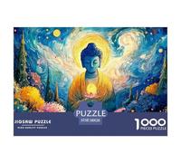 A Enlightened Sage Holding A Lotus Flower 1000 Pcs Carton Premium Coffret De Puzzles Colorful Psychedelic Buddha with Lotus Stimulant Et Éducatif Jeu Familial Puzzles Pour Adultes Et Enfants 38x26cm/1