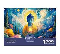 A Enlightened Sage Holding A Lotus Flower 1000 Pcs Carton Premium Coffret De Puzzles Colorful Psychedelic Buddha with Lotus Stimulant Et Éducatif Défi Unique Puzzles As Birthday Gifts 52x38cm/1000pcs