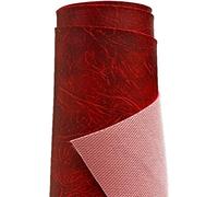 A-Express Lourd épais Simili Cuir Tissu à Texture Grainée Similicuir Vinyle Tissu en Imitation Cuir Automobile Décoration Intérieure Matière - Rouge Demi Mètre 50cm x 140cm
