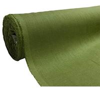 A-Express Naturel Pure 100% Tissu en lin Douce Matériel Couture Mode Sac 140 largeur - 5 Mètre 500cm x 140cm Vert foncé