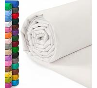 A-Express Tissu 100% Coton - 150cm (60 pouces) de Large - Tissu en Coton uni Au Mètre - Idéal pour Quilting, Couture, Confection de vêtements, Literie, Taies d'oreiller - Blanc 0,5 Mètre