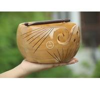 A-F Bol de rangement en bois de luxe pour pelotes de laine à tricoter, crochet fait à la main