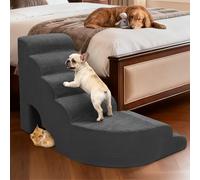 A.FATI Escalier en mousse à 6 marches pour lits hauts jusqu'à 73,7 cm avec housse lavable, escalier réglable sur le côté gauche du lit, rampe antidérapante pour petits chiens/animaux de compagnie âgés