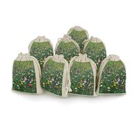 A Field of Wild Flowers Lot de 8 sacs vides en mousseline avec cordon de serrage réutilisables et lavables pour herbes, épices, bonbons, savon, bijoux, cadeaux de mariage