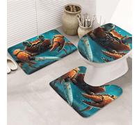 A Fierce Big Crab Lot de 3 tapis de bain en mousse à mémoire de forme, doux et absorbants, tapis de toilette en forme de U, décoration d'intérieur, séchage rapide