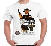 A Fistful of Dollars Western Poster Movie Vintage Retro T Shirt Tees Shirt for Men White S