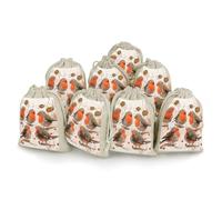 A Flock of Cheerful Birds Lot de 8 sacs en mousseline avec cordon de serrage en coton réutilisables et lavables pour herbes, épices, bonbons, savon, bijoux, cadeaux de mariage