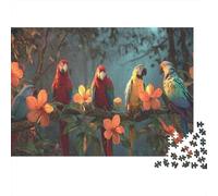 A Flock of Colorful Birds Perched on A Branch | pour Adultes || 1000pcs (75x50cm) Puzzles Jeux Éducatifs Puzzles De Décoration Intérieure