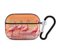 A Flock of Flamingos Coque pour AirPod Pro, anti-rayures en polycarbonate rigide avec porte-clés, accessoires pour AirPod Pro 2e/1ère coque pour homme et femme, style noir