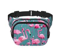 A flock of Flamingos Fitness Travel Shoulder Bag Fashion and Casual Waist Bag Square Double Layer Waist Bag Black One Size, Noir/blanc, One Size