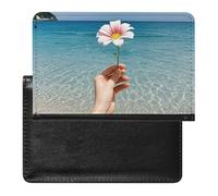 A Flower Étui de passeport sécurisé en cuir synthétique pour cartes de crédit et passeport pour homme et femme, blanc, taille unique, moderne, blanc, Taille unique, Moderne