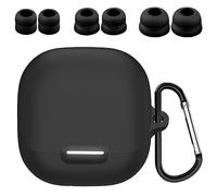 A-Focus Compatible avec Soundcore Liberty 4 NC Case, Coque en Caoutchouc de Silicone, 3 Paires d'embouts Auriculaires à Double Bride et kit d'accessoires mousquetons pour Liberty 4 NC 2023 Noir