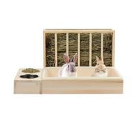 à Foin, Alimentation en Bois pour Petits Animaux | pour Hamster, Distributeur de Nourriture pour Lapin, à Foin en Bois pour Lapin, Station d'alimentation Multifonctionnel