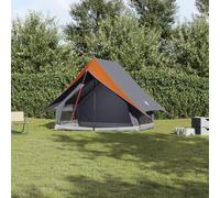 A-Frame Tente de camping pour 3 personnes, gris, orange, imperméable, résistante aux UV, avec sac de transport pour les aventures en plein air