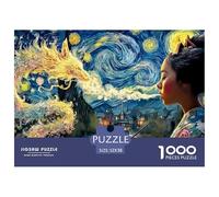 A_Geisha_is_Smoking 1000 Pcs Carton Extra-épais Coffret De Puzzles Japanese Geisha Anti-Stress Jeu Familial Puzzles pour Adultes Et Enfants 52x38cm/1000pcs
