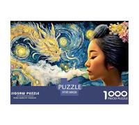 A_Geisha_is_Smoking 1000 Pièces Carton Premium Coffret De Puzzles Japanese Geisha Anti-Stress Défi Unique Puzzles pour Adultes Et Enfants 38x26cm/1000pcs