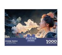 A Geisha is Smoking 1000 Pièces Carton Premium Lot de Puzzles Japanese Geisha Anti-Stress Jeu Créatif Puzzles As Birthday Gifts 38x26cm/1000pcs